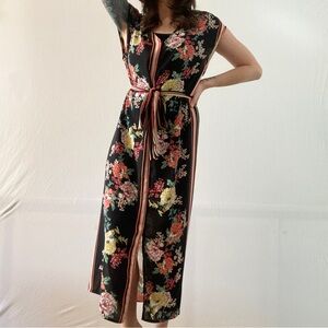 Anthropologie brand dRA ‘Sanne’ Black and Striped Floral Midi Dress Size Medium